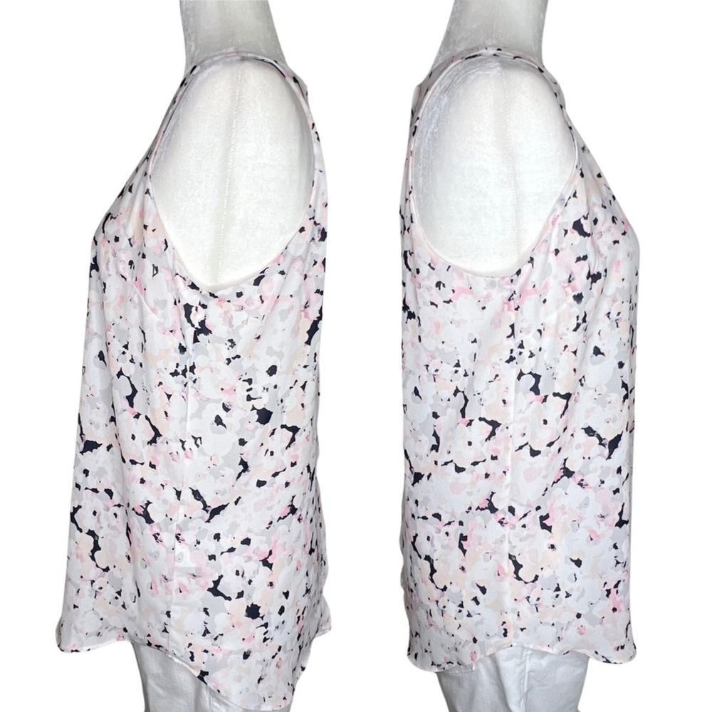 Alice Collection Floral Watercolor Chiffon Sleeveless Blouse White Pink Small S - Picture 5 of 13